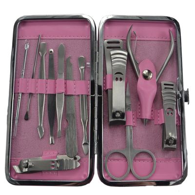 12-Piece Stainless Steel Manicure Pedicure Set,Travel & Grooming Set, Personal Care Tools, Nail Scissors Nail Clippers Kit with Leather Case
