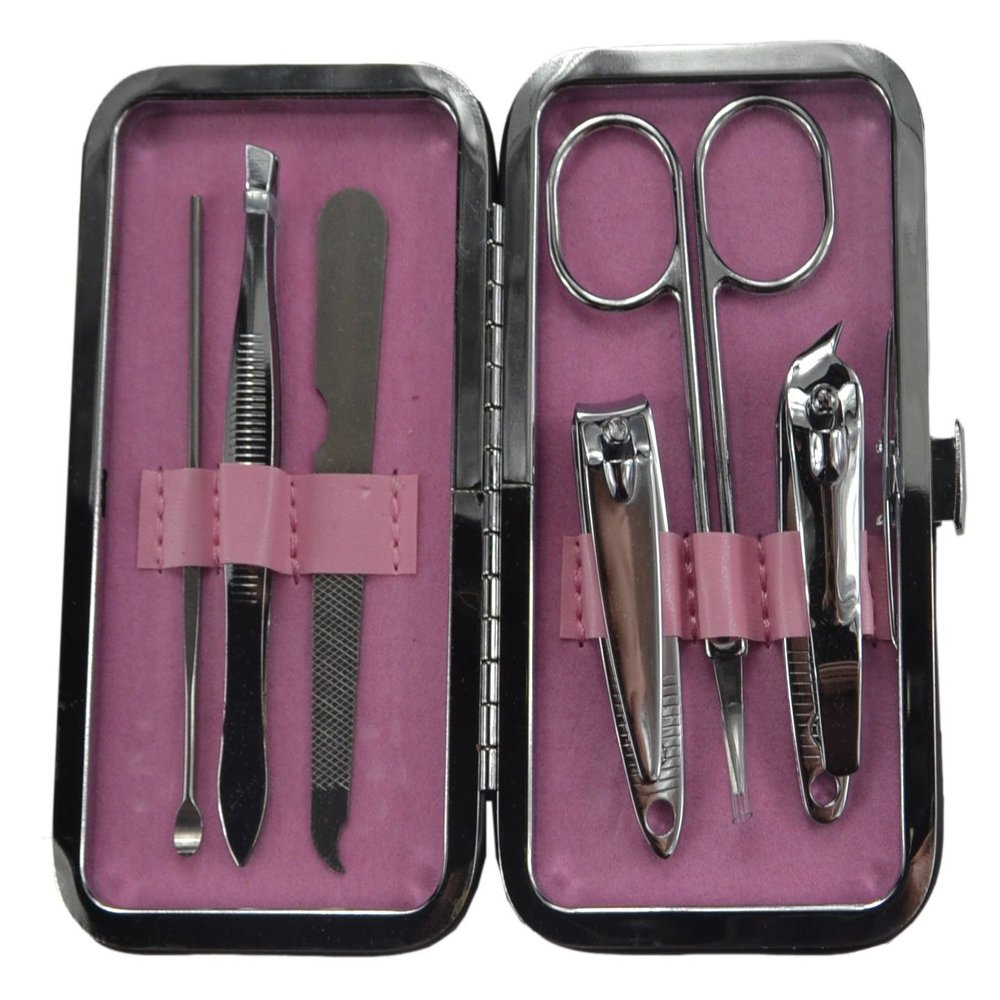 6-Piece Stainless Steel Manicure Pedicure Set,Travel & Grooming Set, Personal Care Tools, Nail Scissors Nail Clippers Kit with Leather Case