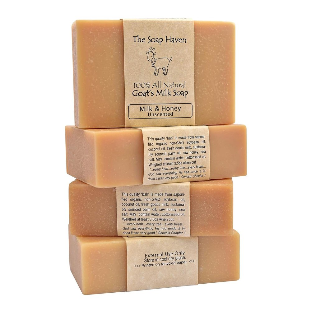 4 Goat Milk Soap Bars With Honey, Handmade In USA, All Natural Soap