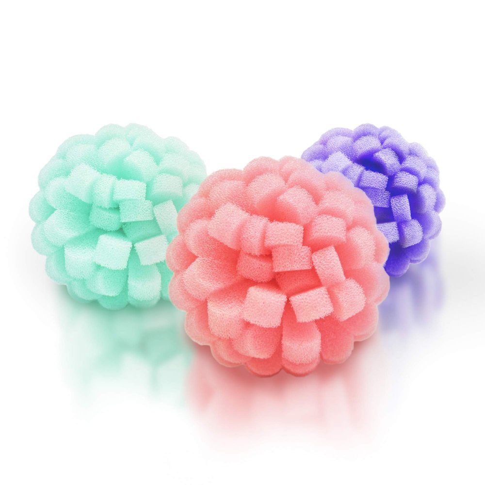 3-Pack Facial Buff - Foam Scrubber Loofah for Exfoliation & Cleansing Face - Removes Oil, Dirt, Dead Skin & Makeup - Sensitive, Dry, Oily or Combination Skin (Purple/Green/Pink)