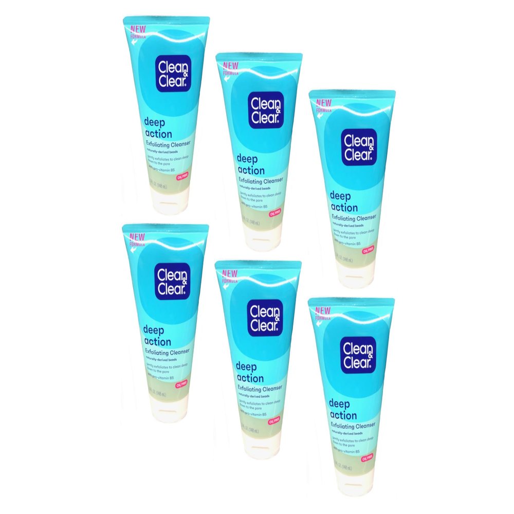 Clean & Clear Scrub Deep Action Exfoliating 5 Ounce Oil-Free (148ml) (6 Pack)