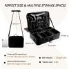 gzcz Large Capacity Travel Makeup Train Case,Professional Cosmetic Bags for Women,Portable Makeup Brush Bag Organizer Storage with Adjustable Dividers and Shoulder Strap view 2