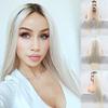 Platinum Blonde Lace Front Wigs for Women Blonde Long Synthetic Wigs with Dark Roots Ombre Blonde Long Straight Real Hair Wig Glueless Heat Resistant Drag Cosplay Daily Party Use 24inches view 1