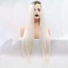 Platinum Blonde Lace Front Wigs for Women Blonde Long Synthetic Wigs with Dark Roots Ombre Blonde Long Straight Real Hair Wig Glueless Heat Resistant Drag Cosplay Daily Party Use 24inches view 2