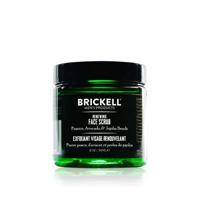 Brickell Men's Renewing Face Scrub for Men, Natural and Organic Deep Exfoliating Facial Scrub Formulated with Jojoba Beads, Coffee Extract and Pumice, 2 Ounce, Scented