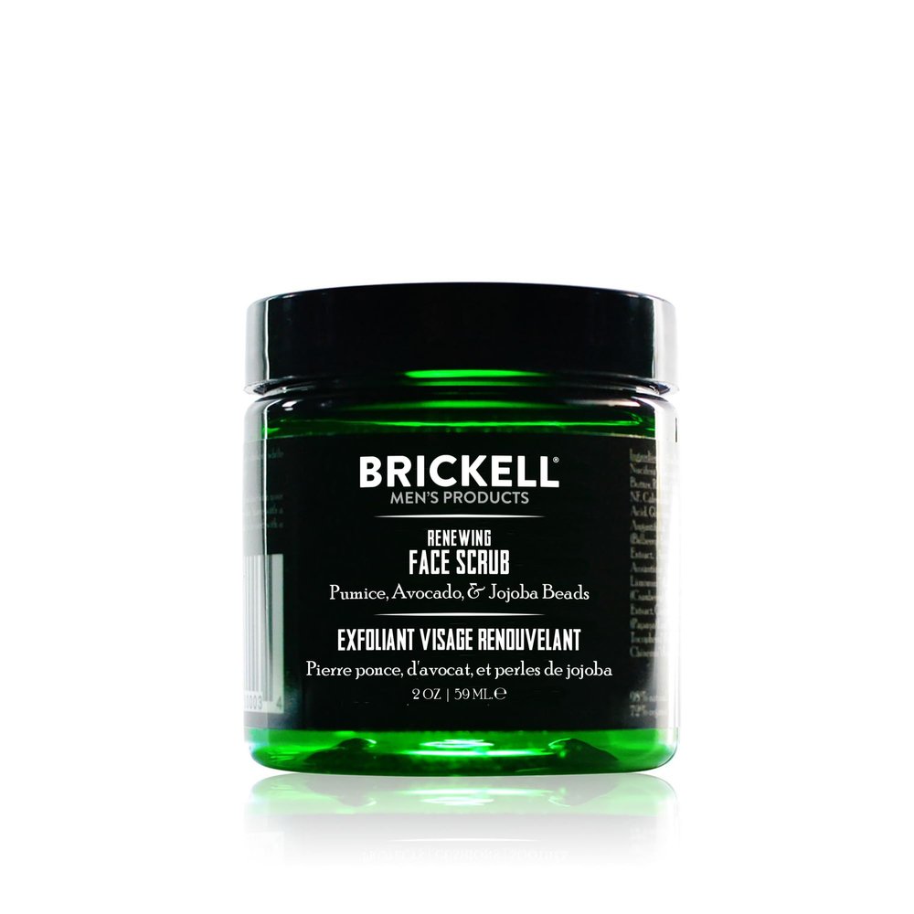 Brickell Men's Renewing Face Scrub for Men, Natural and Organic Deep Exfoliating Facial Scrub Formulated with Jojoba Beads, Coffee Extract and Pumice, 2 Ounce, Scented