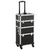 Yaheetech Rolling Makeup Train Case 3 in 1 Cosmetic Makeup Case Large Aluminum Trolley Makeup Travel Case Professional Rolling Cosmetic Beauty Storage, with 360 Swivel Wheels, Black view 1