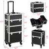 Yaheetech Rolling Makeup Train Case 3 in 1 Cosmetic Makeup Case Large Aluminum Trolley Makeup Travel Case Professional Rolling Cosmetic Beauty Storage, with 360 Swivel Wheels, Black view 3