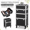 Yaheetech Rolling Makeup Train Case 3 in 1 Cosmetic Makeup Case Large Aluminum Trolley Makeup Travel Case Professional Rolling Cosmetic Beauty Storage, with 360 Swivel Wheels, Black view 4