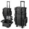 BYOOTIQUE 2in1 Soft Sided Rolling Makeup Train Case Trolley Freelance Makeup Artist Cosmetic Organize Storage Travel Case with Wheels Classic Black view 1
