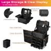 BYOOTIQUE 2in1 Soft Sided Rolling Makeup Train Case Trolley Freelance Makeup Artist Cosmetic Organize Storage Travel Case with Wheels Classic Black view 2
