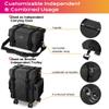 BYOOTIQUE 2in1 Soft Sided Rolling Makeup Train Case Trolley Freelance Makeup Artist Cosmetic Organize Storage Travel Case with Wheels Classic Black view 3