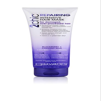 GIOVANNI 2chic Ultra-Repairing Hair Mask - Blackberry & Coconut Oil for Dry, Damaged & Processed Hair, Argan, Jojoba, Shea Butter & Keratin, Lauryl & Laureth Sulfate Free, Color Safe - 5 oz