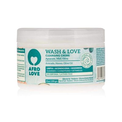 Afro Love Wash & Love Cleansing Creme Co-Wash 8oz Lather-Free Conditioner for Curly, Coily & Wavy Hair Hydrating & Nourishing with Avocado, Honey & Olive Oil Sulfate-Free, Paraben-Free