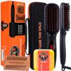 TAME THE WILD MAKE YOUR BEARD BEHAVE Beard Straightener for Men Kit - Includes Portable Heated Beard Brush, Beard Soap, Pearwood Comb, & Storage Case view 1