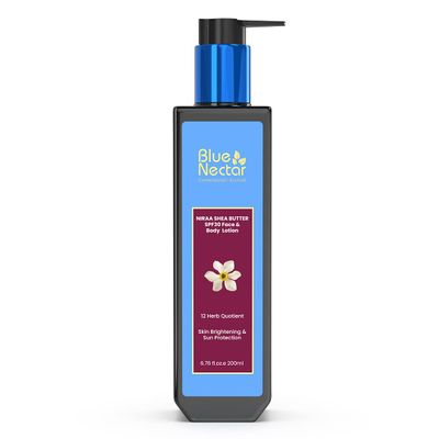 Blue Nectar Cocoa Butter Nargis Body Sunscreen Lotion with SPF 30 PA ++ - No Parabens, Silicones, Mineral Oil, Color (10 Herbs, 6.7 Fl oz)