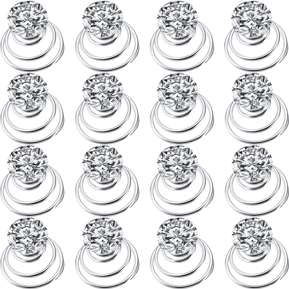 WILLBOND 60 Pieces Rhinestone Crystal Twisters Set Spiral Hair Pin Coil for Wedding, Bridal, Prom, Party and Important Occasion with Clear Container (Clear)