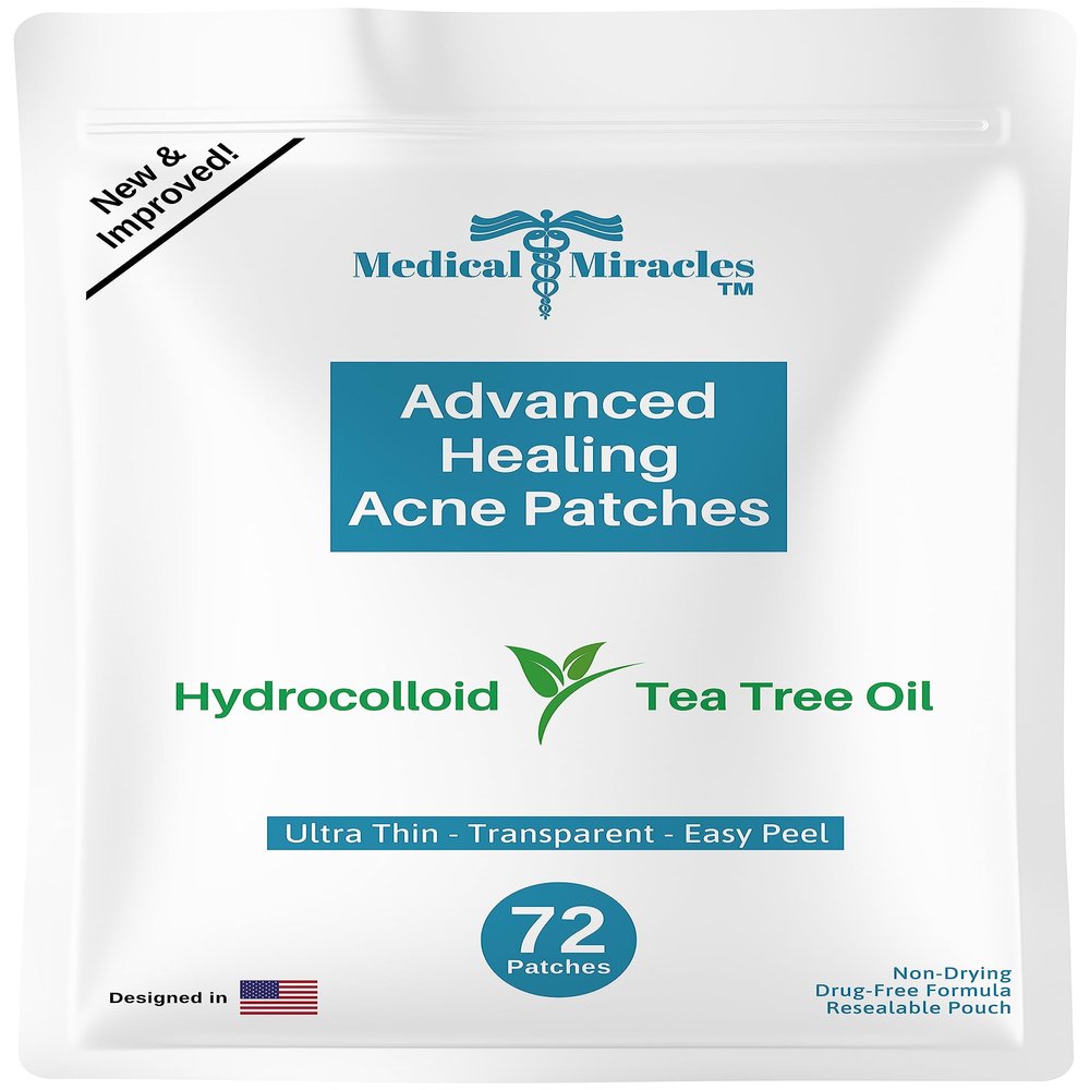 Medical Miracles Maximum Strength Hydrocolloid Acne Remover Sticker Dots(Pack of 72) Face Healing Dot Treatment may Aid in Absorbing Zits, Pimples, Cystic Spots, Blemish Tea Tree Therapy All SkinTypes