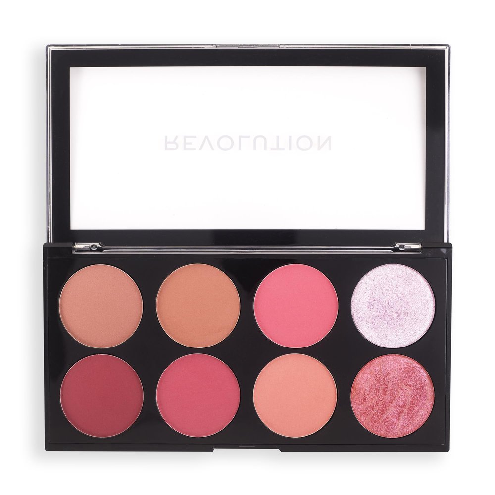 Revolution, Ultra Blush Palette, 8 Pigmented Shimmer & Matte Makeup Shades, Blendable Powder Blush Formula, Vegan & Cruelty-Free, Sugar & Spice