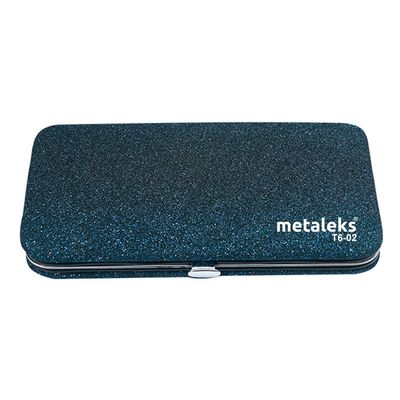 6 PCS Metaleks Empty Glitter Magnetic Eyelash Extension Tweezers Kit (Glitter Blue Rexion Pouch)