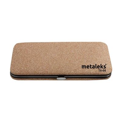 6 PCS Metaleks Empty Glitter Magnetic Eyelash Extension Tweezers Kit (Glitter Brown Rexion Pouch)