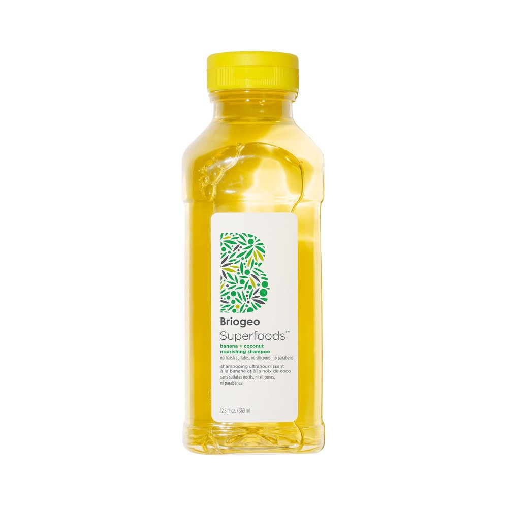 Briogeo Superfoods Banana + Coconut Nourishing Shampoo, Replenish Dull, Dry Hair and Supports Healthy Hair and Scalp, Moisturizing for All Hair Textures, Vegan, Cruelty-Free, 12.5 fl oz