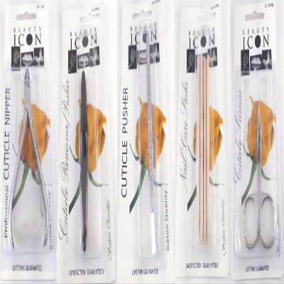 Beauty Icon Professional Cuticle Care Kit - Cuticle Nipper, Scissors, Cuticle Remover and Nail Care Sticks (5pc)