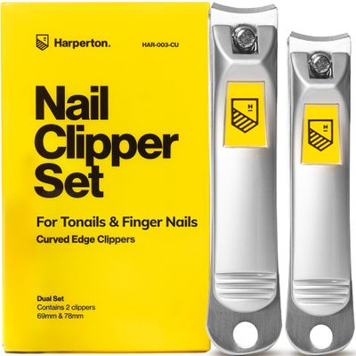 Ultra Sharp Nail Clippers Set - 2 Pack Stainless Steel Fingernail & Toenail Trimmers with Built-in Nail File for Women & Seniors (Silver)
