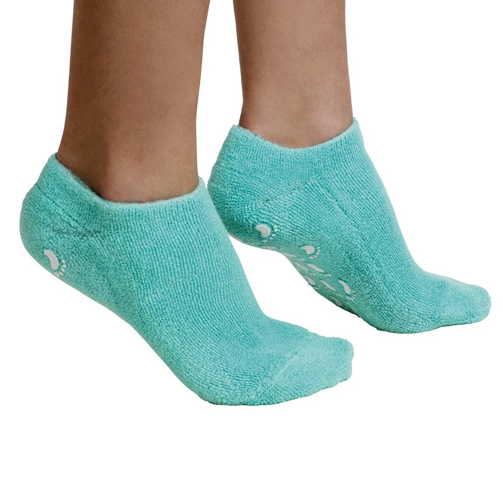 EMILYSTORES Moisturizing Socks Green Moisturize Soften Repair Cracked Skin Moisturizing Treatment Full Gel Jojoba Oil Vitamin E Spa Socks 1Pair