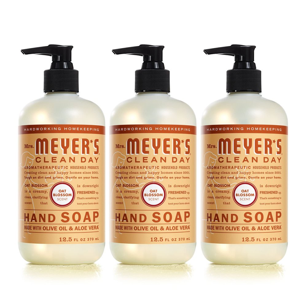 MRS. MEYER'S CLEAN DAY Hand Soap, Made with Essential Oils, Oat Blossom, 12.5 fl. oz - Pack of 3