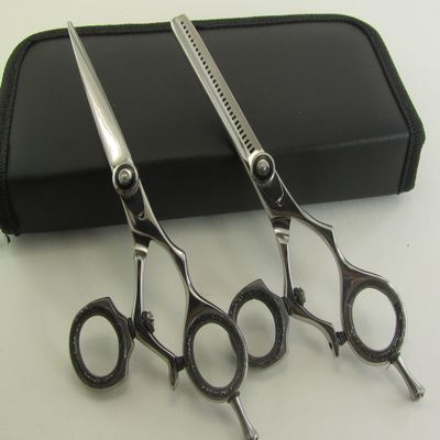 5.5" Professional Barber Razor Edge Titanium Coated Hair Cutting and Texturizing Shears Scissors Set+case
