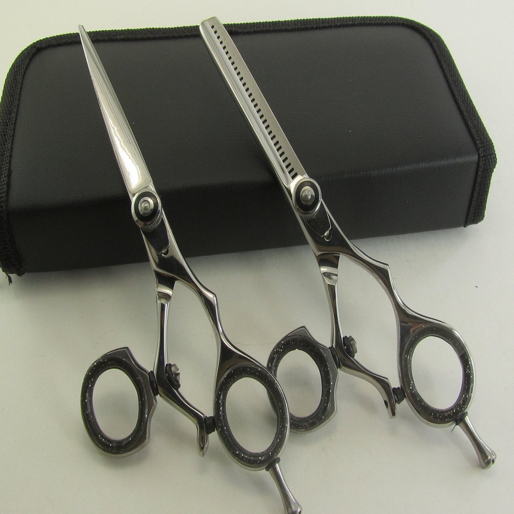 5.5" Professional Barber Razor Edge Titanium Coated Hair Cutting and Texturizing Shears Scissors Set+case