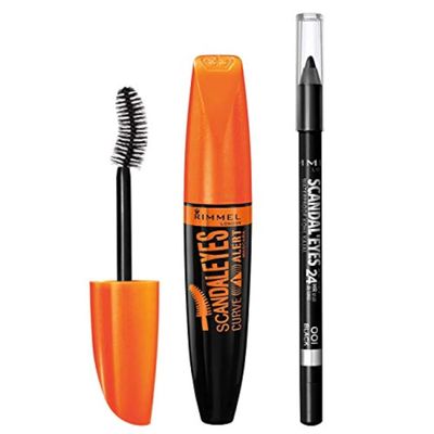 Rimmel ScandalEyes Curve Alert Mascara with ScandalEyes Waterproof Kohl Kajal Liner, 1 Set, Combo