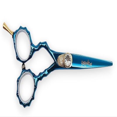 DreamCut Left Handed 5.5" Razor Edge Blue Titanium Coated Barber Hair Scissors