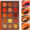 Afflano Red Orange Eyeshadow Palette Sunset 15 Color, Highly Pigmented Glam Fall Eye Shadow Makeup Palettes, Nudetude Brown Yellow Gold Orange Matte Glitter Shimmer Warm Eyeshadow Pallet view 1