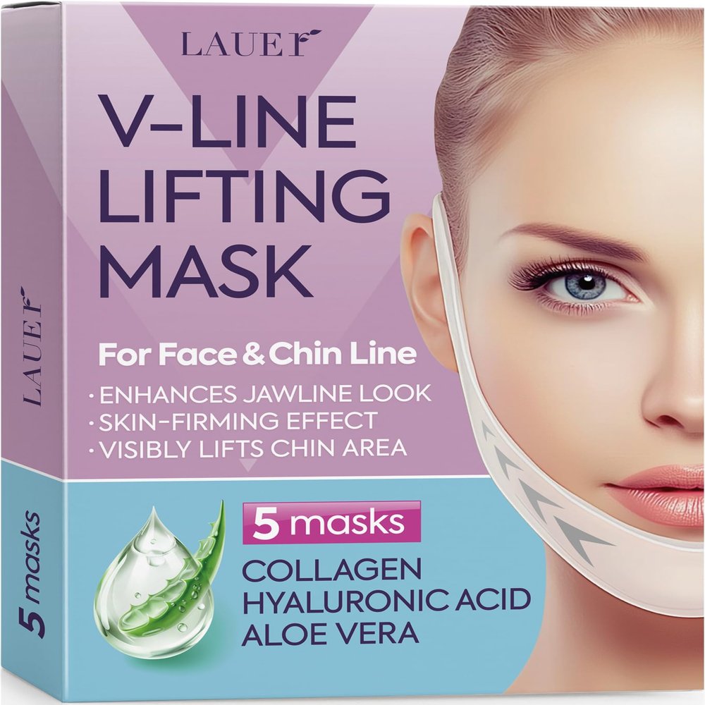 V Shaped Contouring Face Mask Line Shaping Lifting Belt Neck Reduction Jawline Shaper Lift Up Tape Enhancer Patch Firming Tightening Skin Chin Collagen Hyaluronic Acid Stocking Stuffers Women 5 pcs