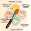 CONCEALER & CORRECTOR KIT with BRUSH (5 gram Sample Size Jars) Mineral Makeup Set Bare Skin Matte Powder (Medium Shade Mineral Concealer, Pink Bisque Concealer, Green Corrector, Yellow Corrector) view 2
