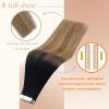 Full Shine Tape in Hair Extensions, Color 1B Off Black to 6 Medium Brown and 27 Honey Blonde, 12 Inch, 30g, 20PCS, Invisible Double Sided Remy Human Hair Extensions Tape in for Women view 2