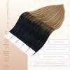 Full Shine Tape in Hair Extensions, Color 1B Off Black to 6 Medium Brown and 27 Honey Blonde, 12 Inch, 30g, 20PCS, Invisible Double Sided Remy Human Hair Extensions Tape in for Women view 3