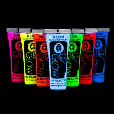 UV Glow Blacklight Face and Body Paint 0.34oz - Neon Fluorescent (0.34 Fl Oz (Pack of 7))