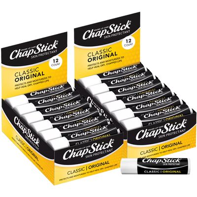 ChapStick Bulk Lip Balm, Classic Original 24-Count Lip Moisturizer for Dry Lips, 0.15 Ea