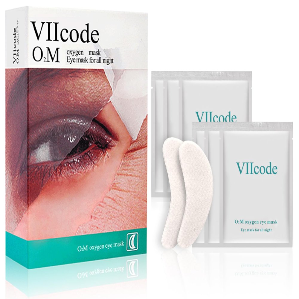 VIIcode O2M Oxygen Eye Mask for All Night Repair -Under Eye Gel Patches, 8 Hours Oxygen Treatment-Reduce Wrinkles, Eye Bags, Puffiness, Dark Circles -Skin Care Products6 Pairs