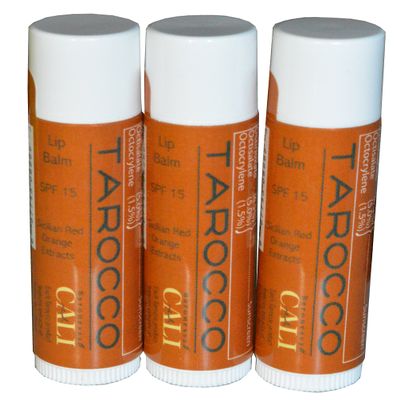 Cali Baronessa Tarocco Sicilian Red Orange Nourishing Lip Balm - Repairs and Nourishes Lips - 0.15 Ounce Each, Pack of 3