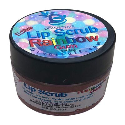 Diva Stuff Ultra Hydrating Lip Scrub for Soft Lips, Gentle Exfoliation, Moisturizer & Conditioner, Rainbow Gum oz (Made in the USA)