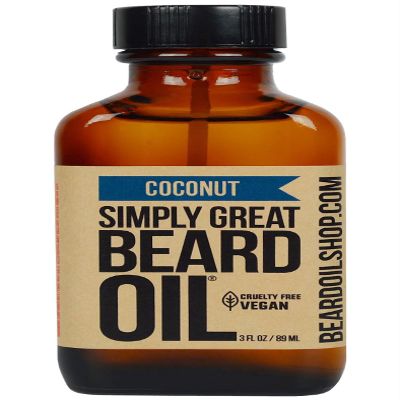 Simply Great Beard Oil - COCONUT Scented Beard Oil - Beard Conditioner 3 Oz Easy Applicator - Natural - Vegan and Cruelty Free Care for Beards - America's Favorite - Gifts for Men with Beards