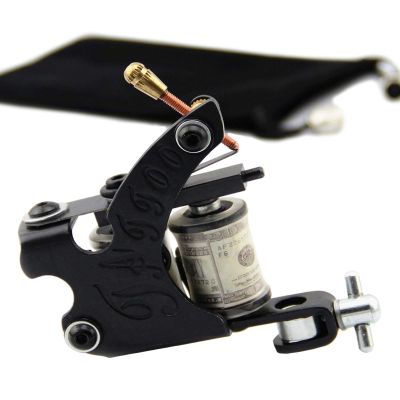 Coil Tattoo Machine Black 10 Wrap Coils Steel Tattoo Frame Tattooing Gun Liner Shader for Tattoo Needle Supply Beauty Body Care for Starter Tattooist Artists