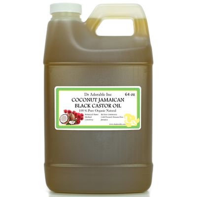 Dr Adorable - 64 oz - Coconut Jamaican Black Castor Oil - Pure Natural Organic Strengthen Grow & Restore Hair Care