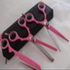 5.5" Professional Barber Razor Edge Powder Coated Hair Cutting and Texturizing Shears Scissors Pink with Straight Razor Student Teacher Kit Set+case Black view 4