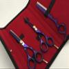 5.5" Professional Barber Razor Edge Powder Coated Hair Cutting and Texturizing Shears Scissors Purple with Straight Razor Student Teacher Kit Set+case Black view 2