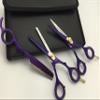 5.5" Professional Barber Razor Edge Powder Coated Hair Cutting and Texturizing Shears Scissors Purple with Straight Razor Student Teacher Kit Set+case Black view 3